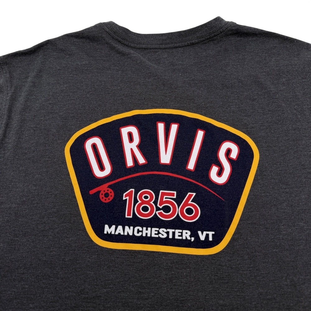 Orvis T-Shirt Men XL Gray Graphic Manchester VT Fishing Logo Active Outdoor Top